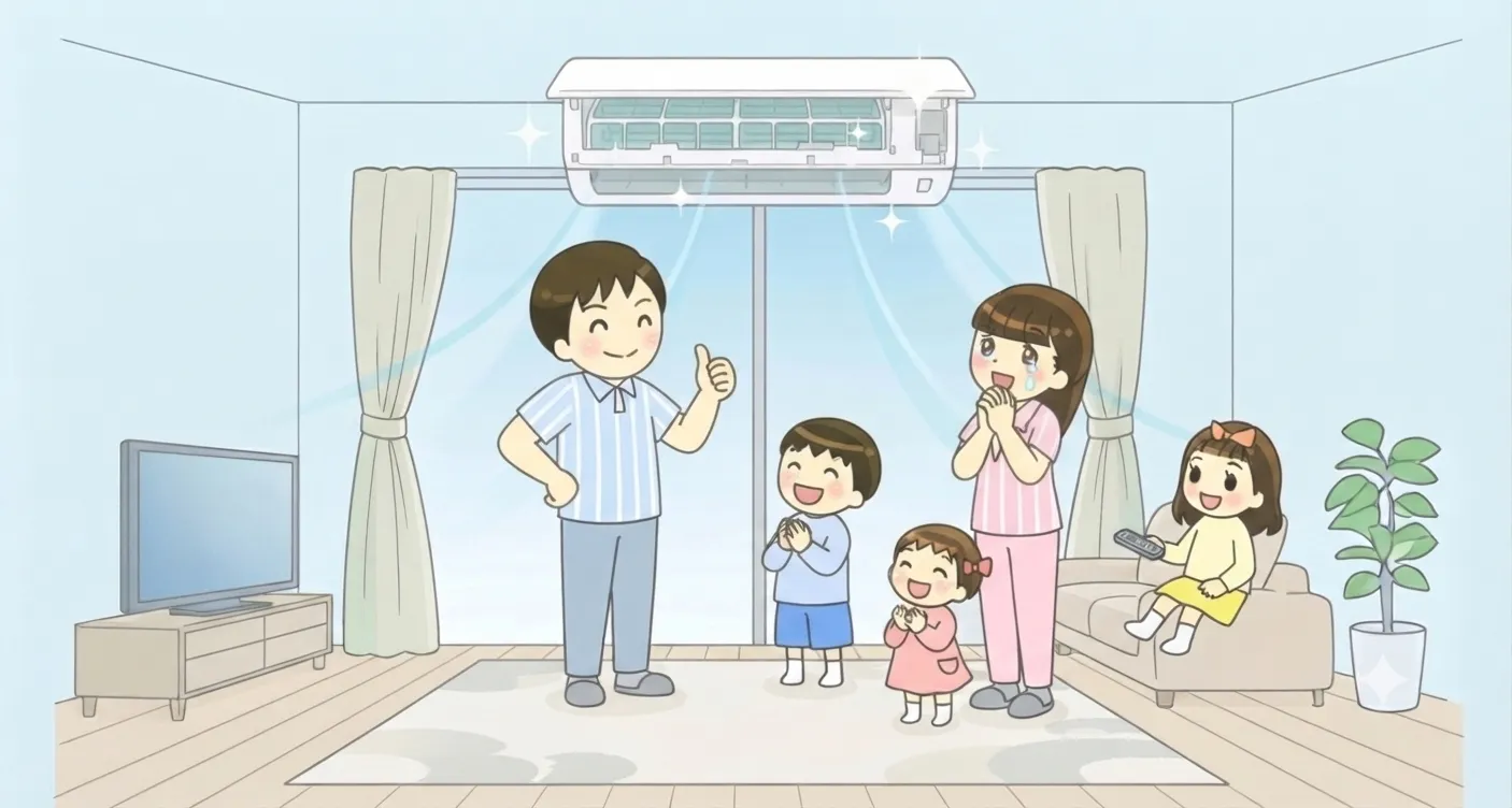 エアコンお掃除後のクリ-ンな部屋
